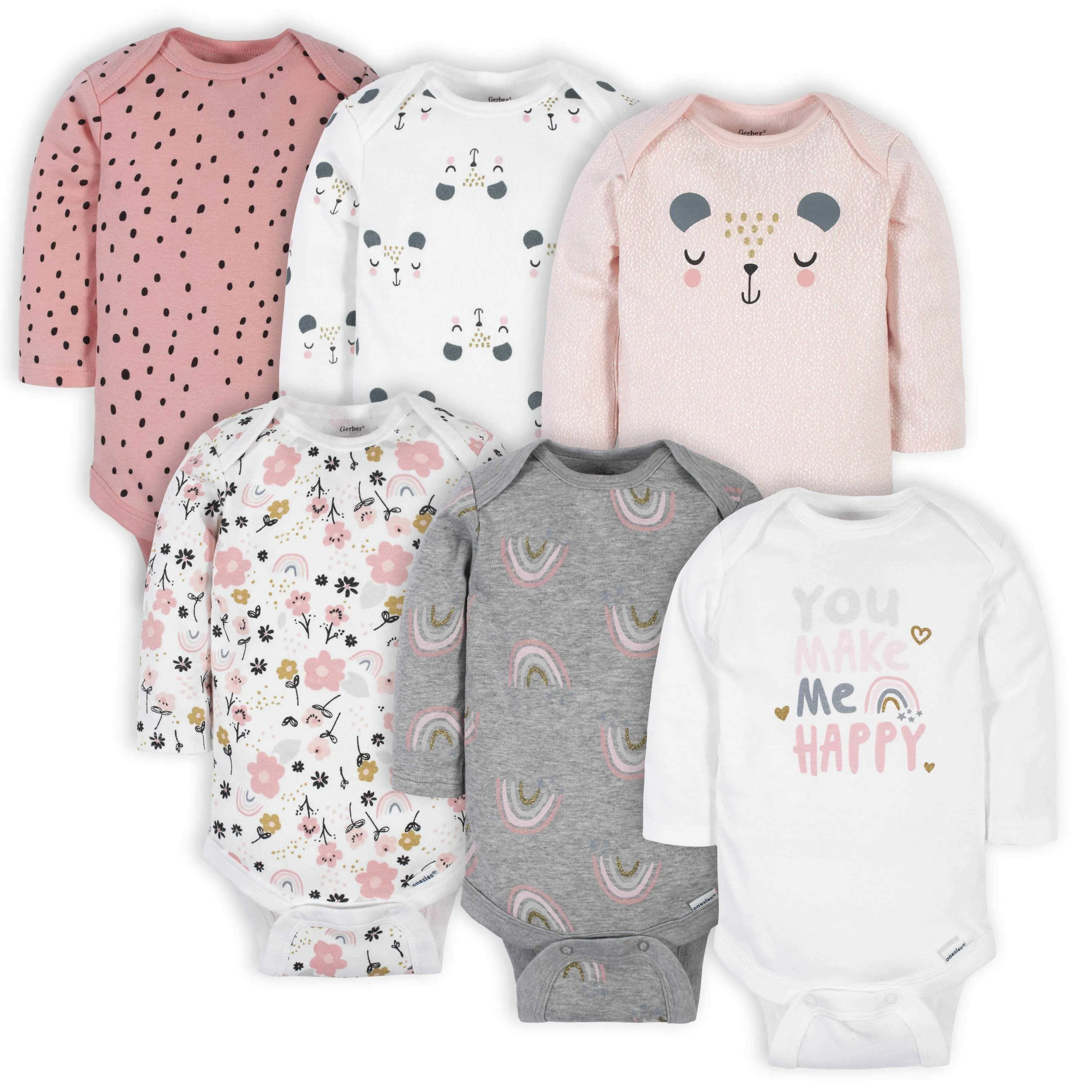 18-Piece Baby Girls Bear Sleep 'N Play, Onesies® Bodysuit, and Burpcloth Set