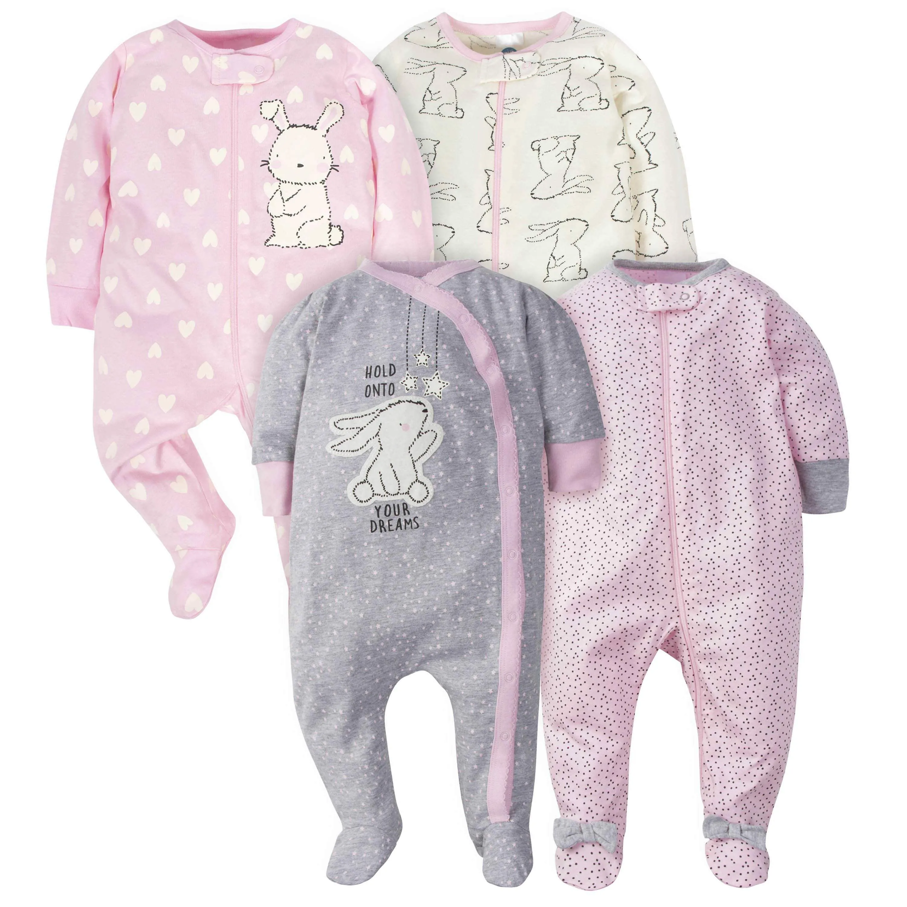 18-Piece Baby Girls Bunny Sleep 'N Play, Onesies® Bodysuit, and Burpcloth Set