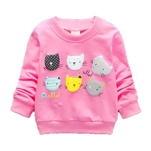 6 Cats Long Sleeves Sweater Girls Kids T-Shirt Clothes