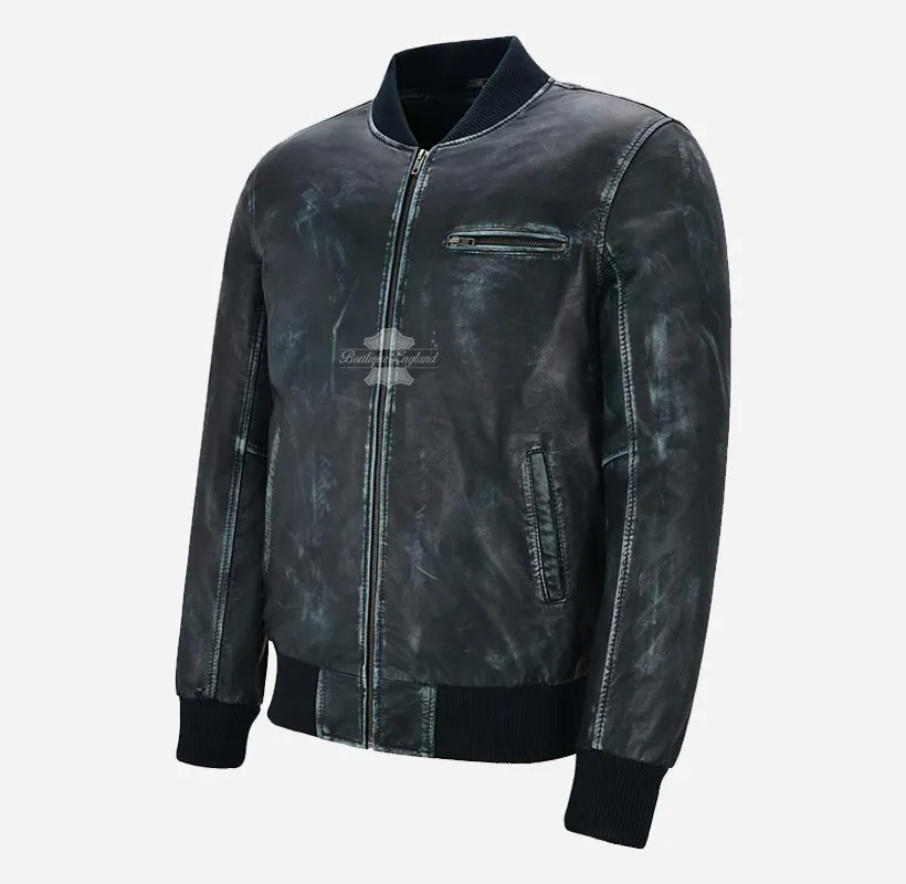 70'S CLASSIC BOMBER Leather JACKET For Men's Retro Bomber Jacket