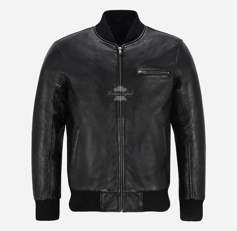 70'S CLASSIC BOMBER Leather JACKET For Men's Retro Bomber Jacket