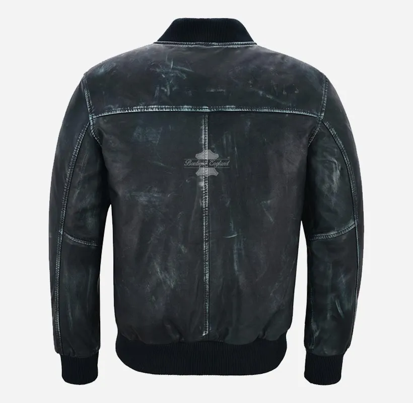 70'S CLASSIC BOMBER Leather JACKET For Men's Retro Bomber Jacket