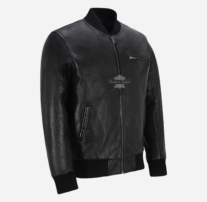 70'S CLASSIC BOMBER Leather JACKET For Men's Retro Bomber Jacket