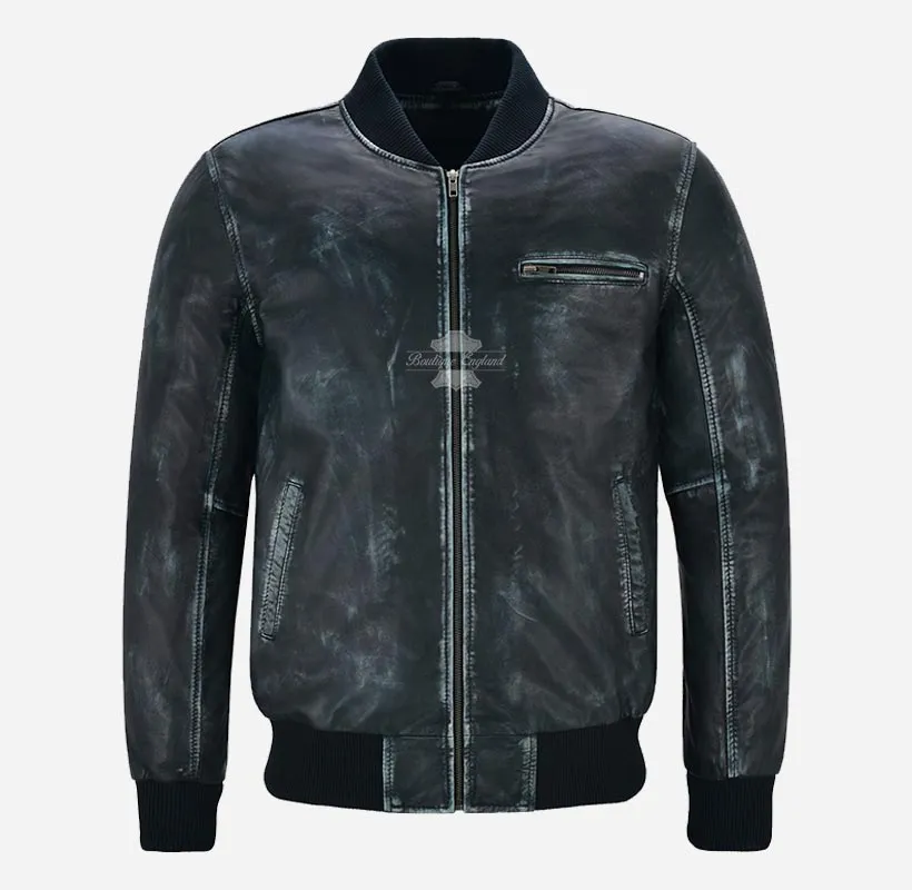 70'S CLASSIC BOMBER Leather JACKET For Men's Retro Bomber Jacket