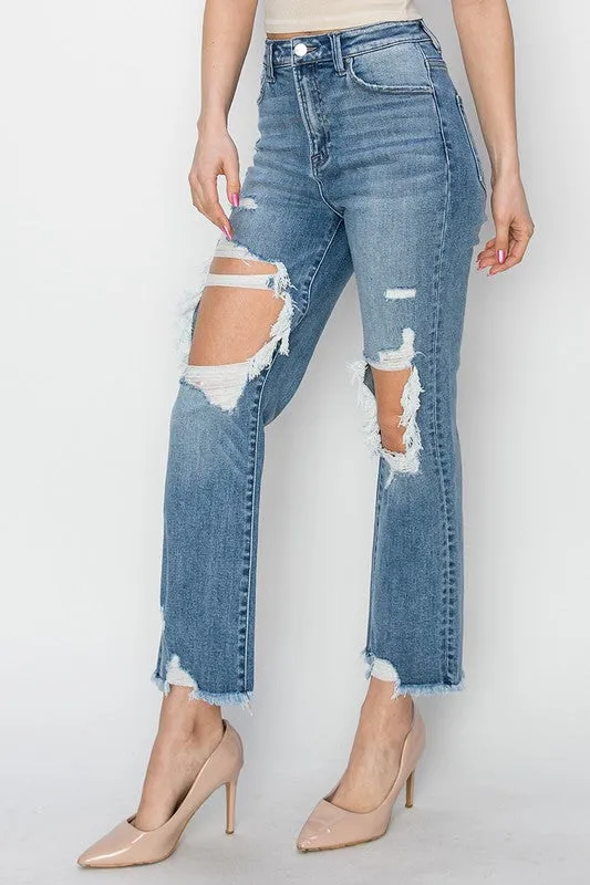 AARON HIGH RISE CROP STRAIGHT JEANS