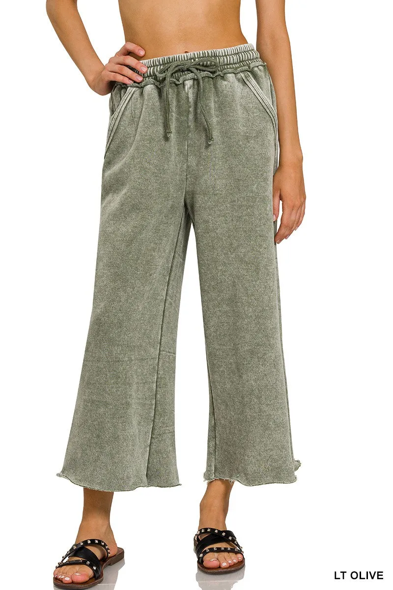 Acid Wash Palazzo SweatPants - Final Sale