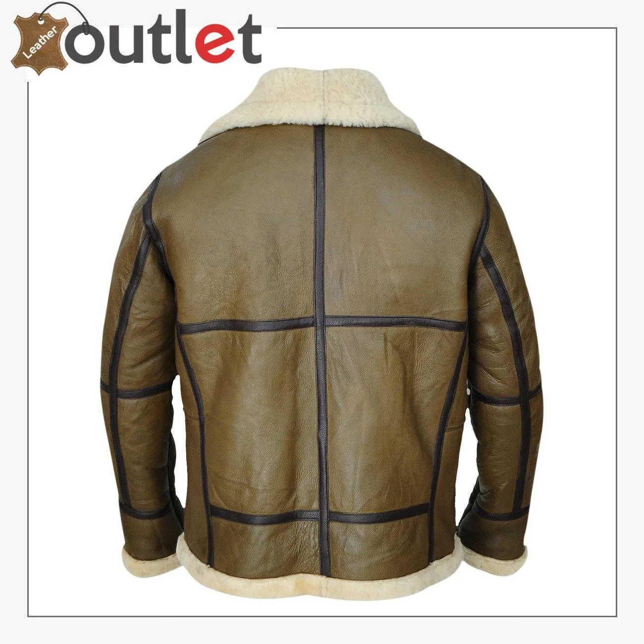 Army Greenish Brown Shearling Leather Jacket