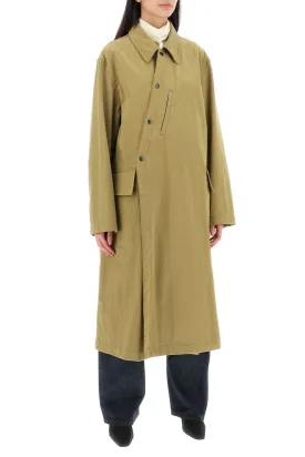 asymmetric buttoned trench coat