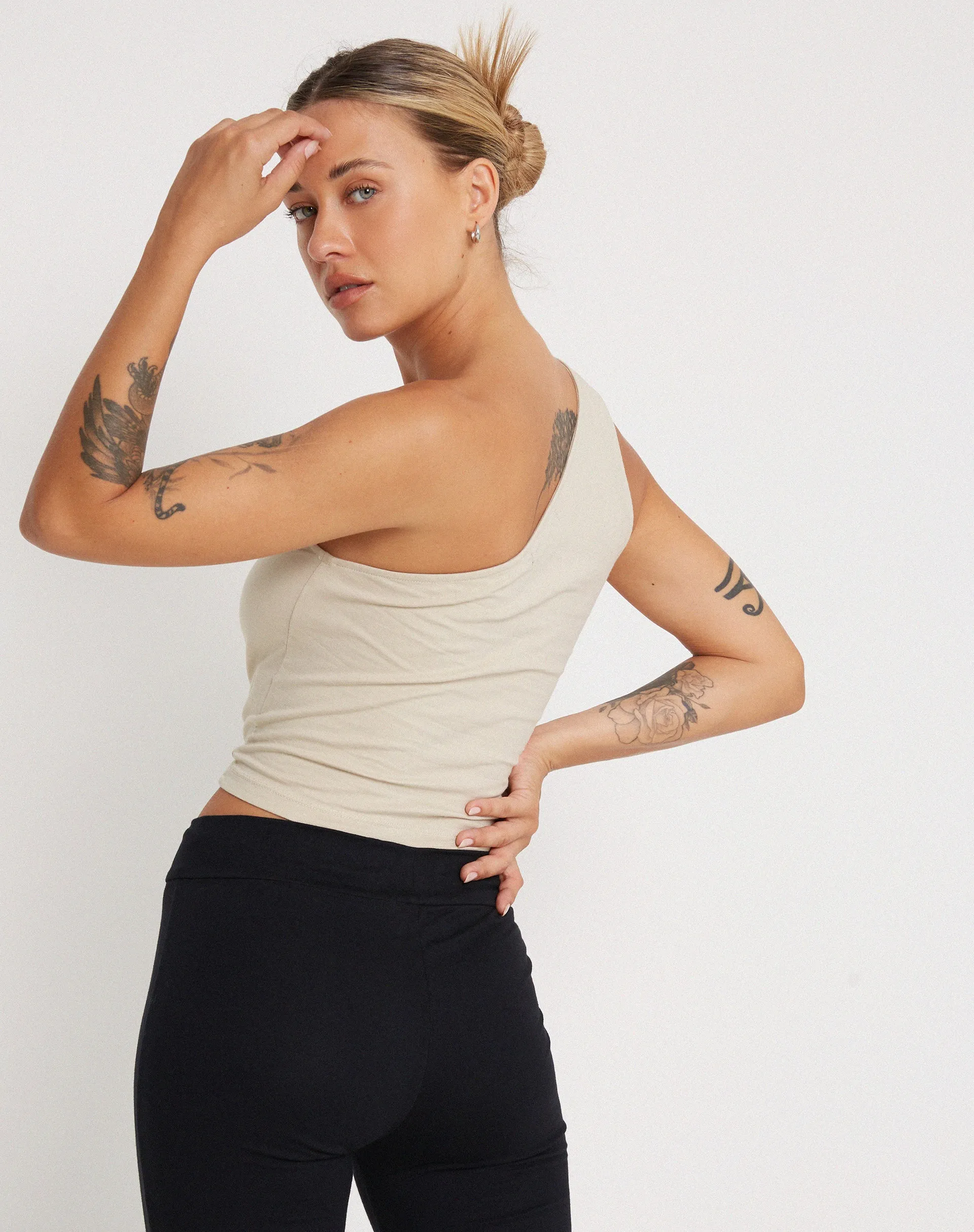 Bay One Shoulder Top in Coconut Milk