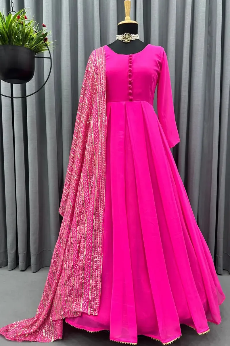 Beautiful Pink Gown For Raksha Bandhan