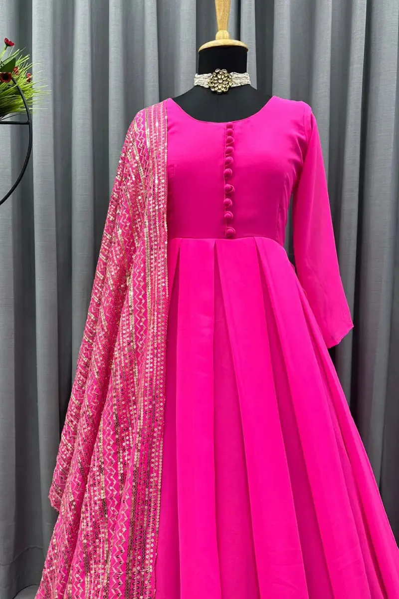 Beautiful Pink Gown For Raksha Bandhan