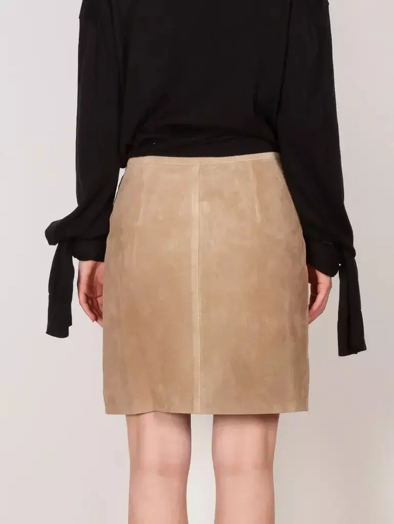 Belted Pocket Suede Mini Skirt