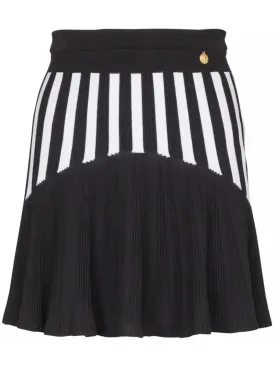 Black and White Pleated Striped Knit Skirt