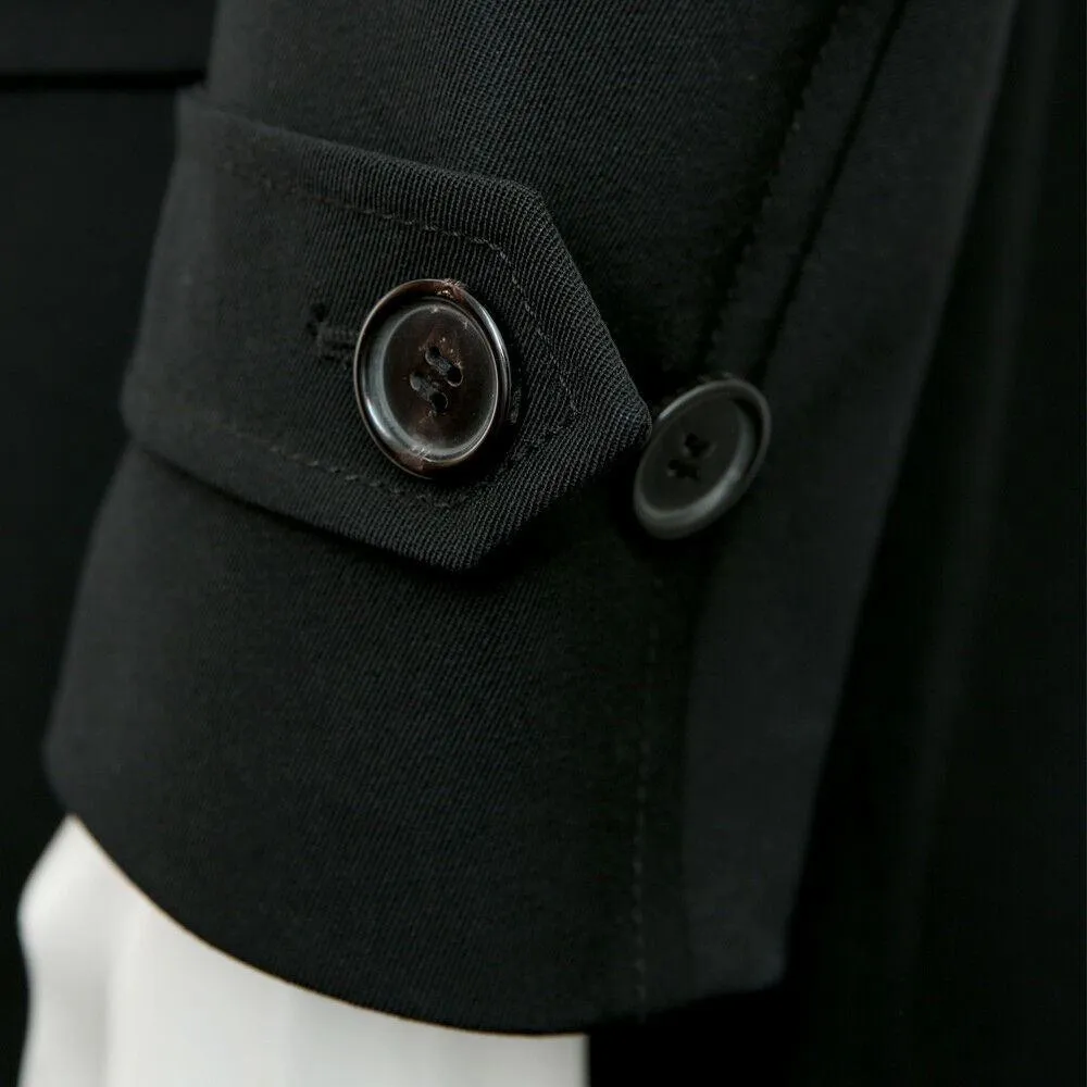 Black Cavalry Twill Overcoat Jacket