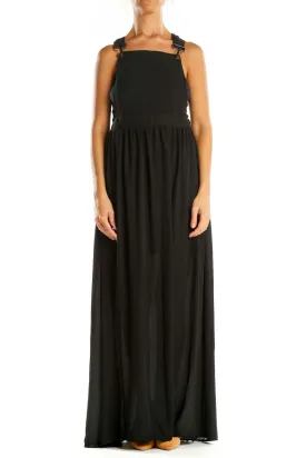 Black Solid Chic Overall Dress