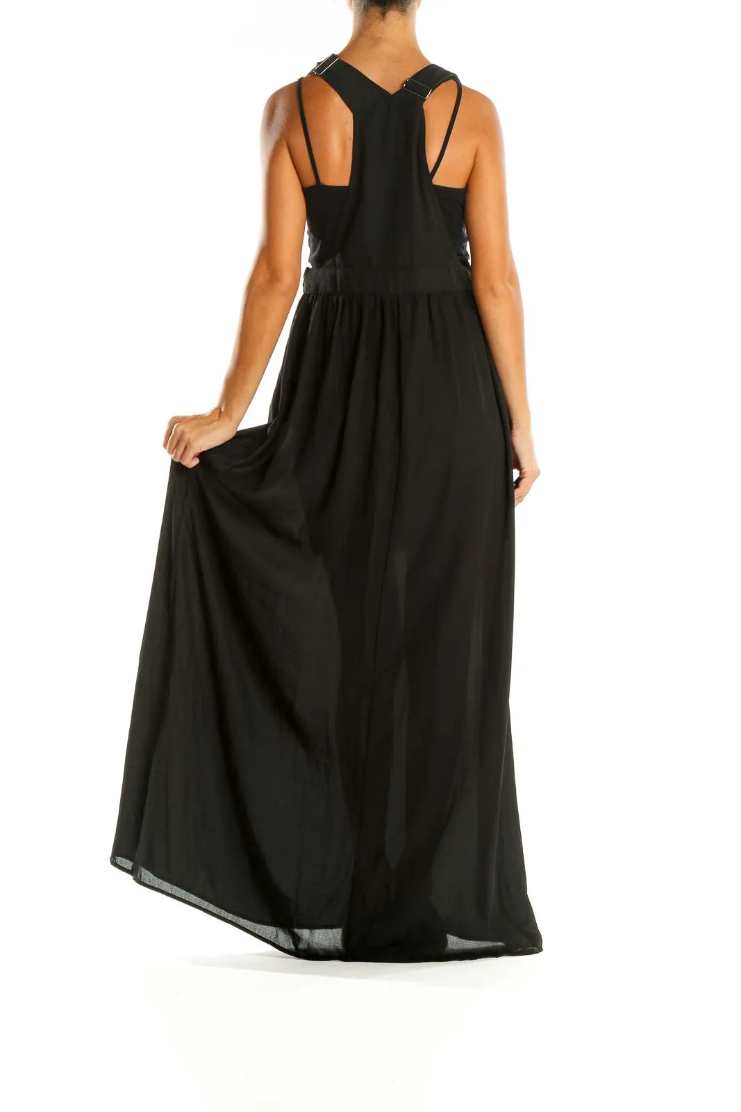 Black Solid Chic Overall Dress