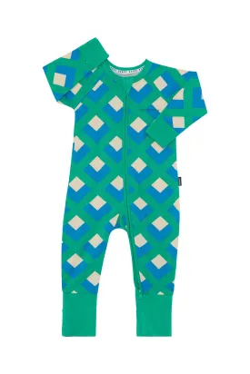 Bonds Zip Wondersuit - Diamond Dazzle Green Blue