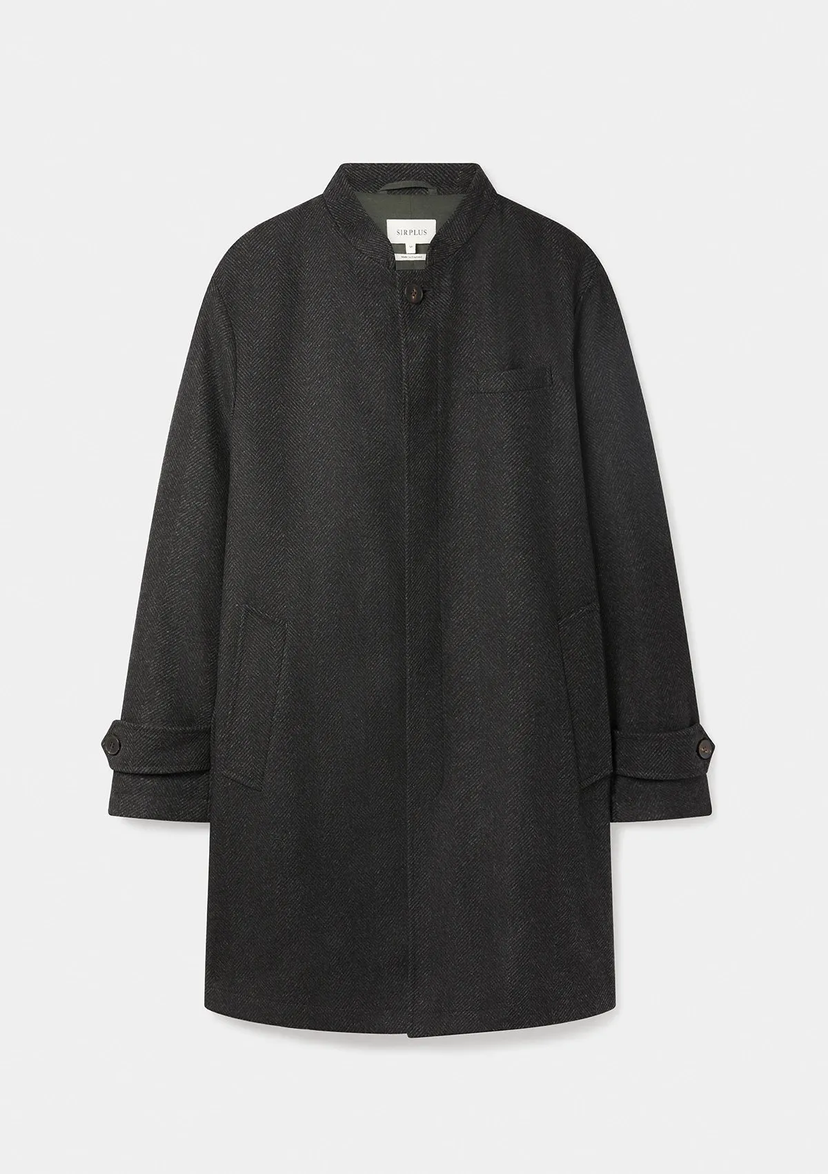 Charcoal Herringbone Nehru Overcoat