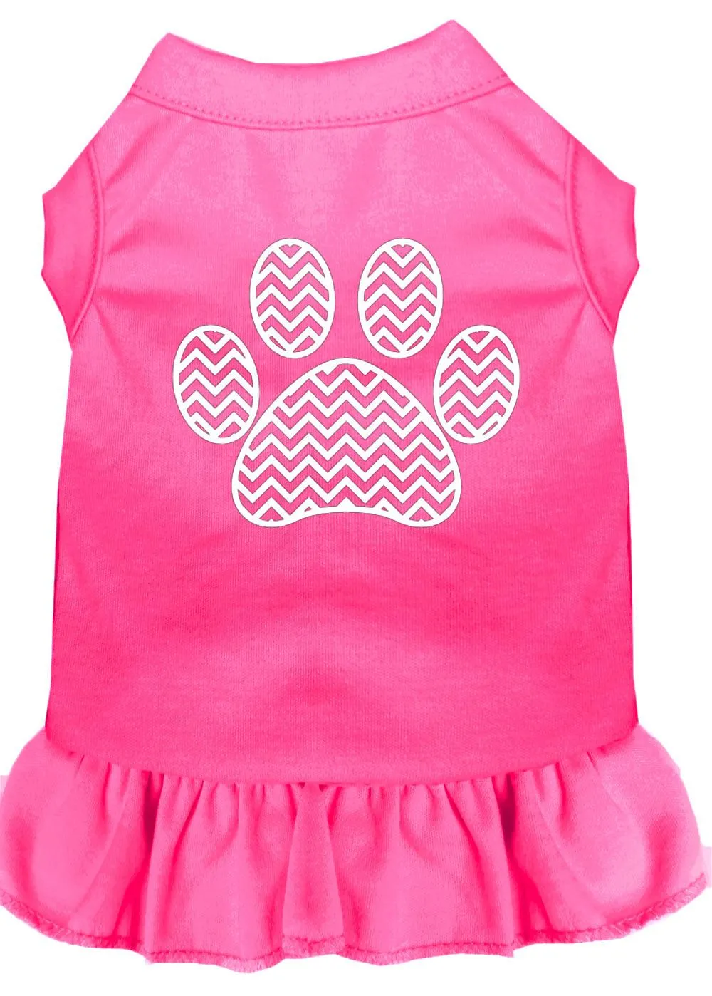 Chevron Paw Screen Print Dress Bright Pink 4x (22)