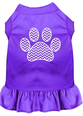 Chevron Paw Screen Print Dress Purple Med (12)