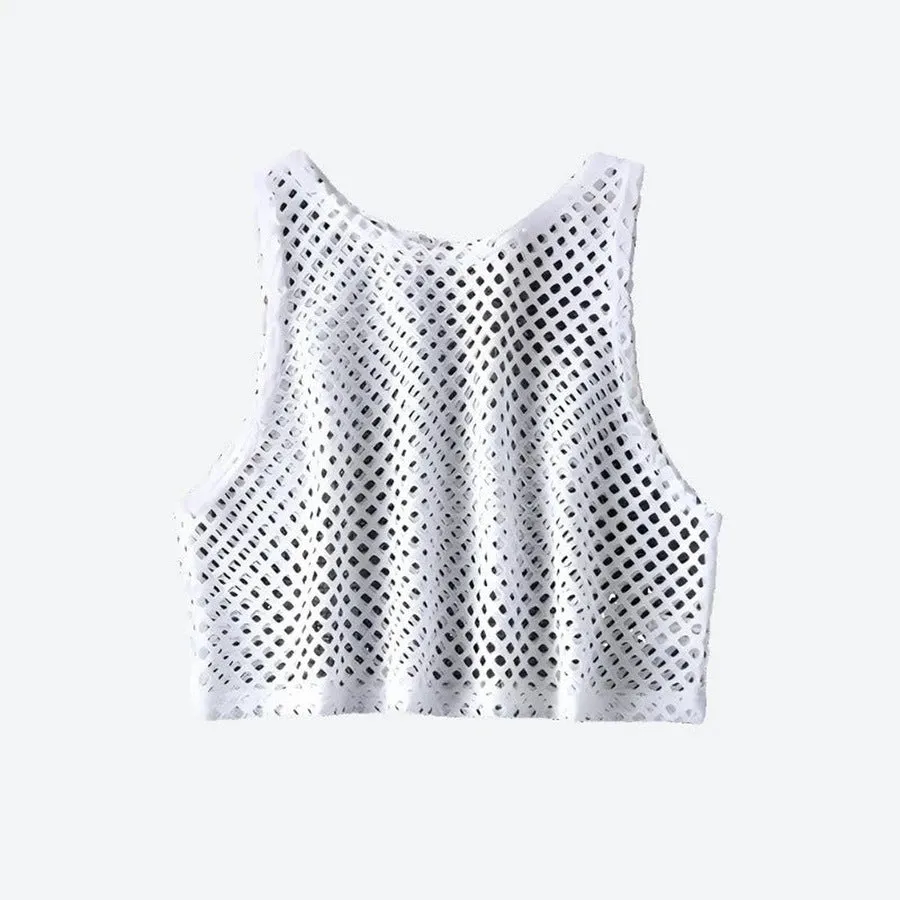 Chic Mesh Cropped Stylish Tops