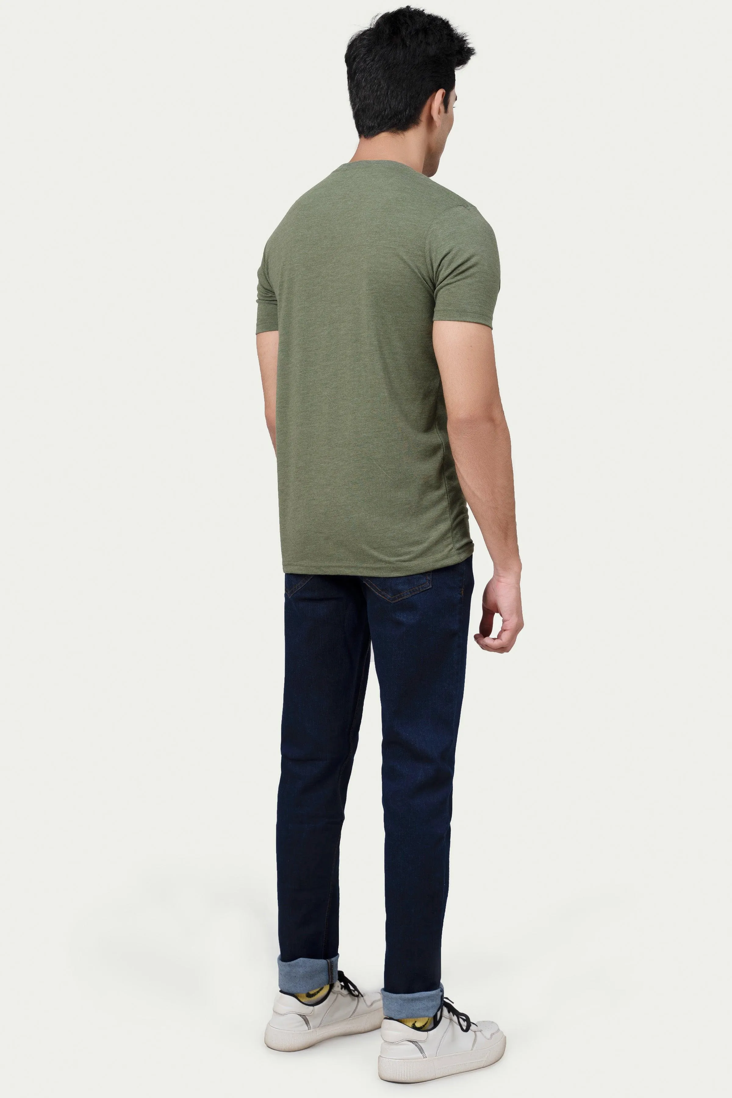 CUT & SEW PANEL T-SHIRT GREEN