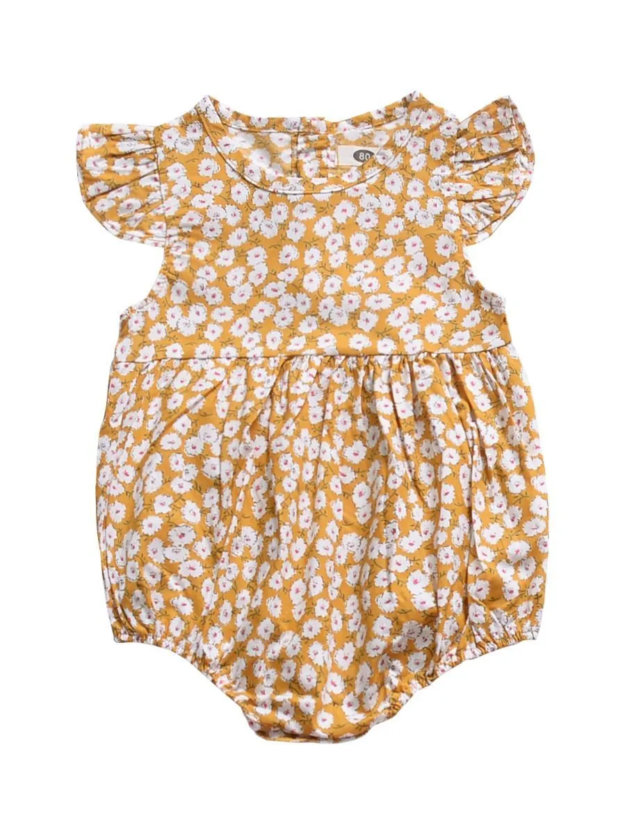 Cute Short Butterfly Sleeve Infant Summer Romper