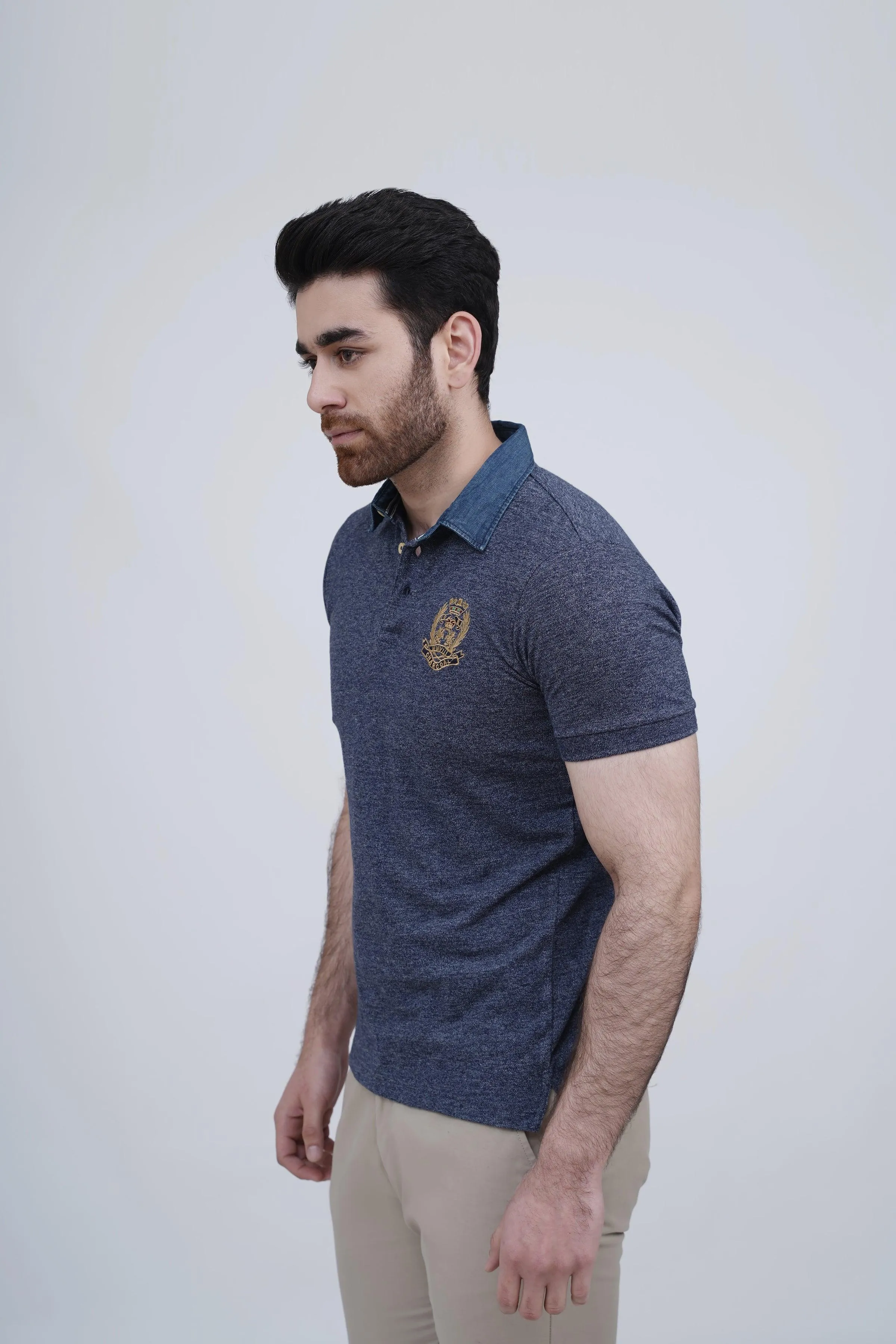 DENIM COLLAR POLO NAVY