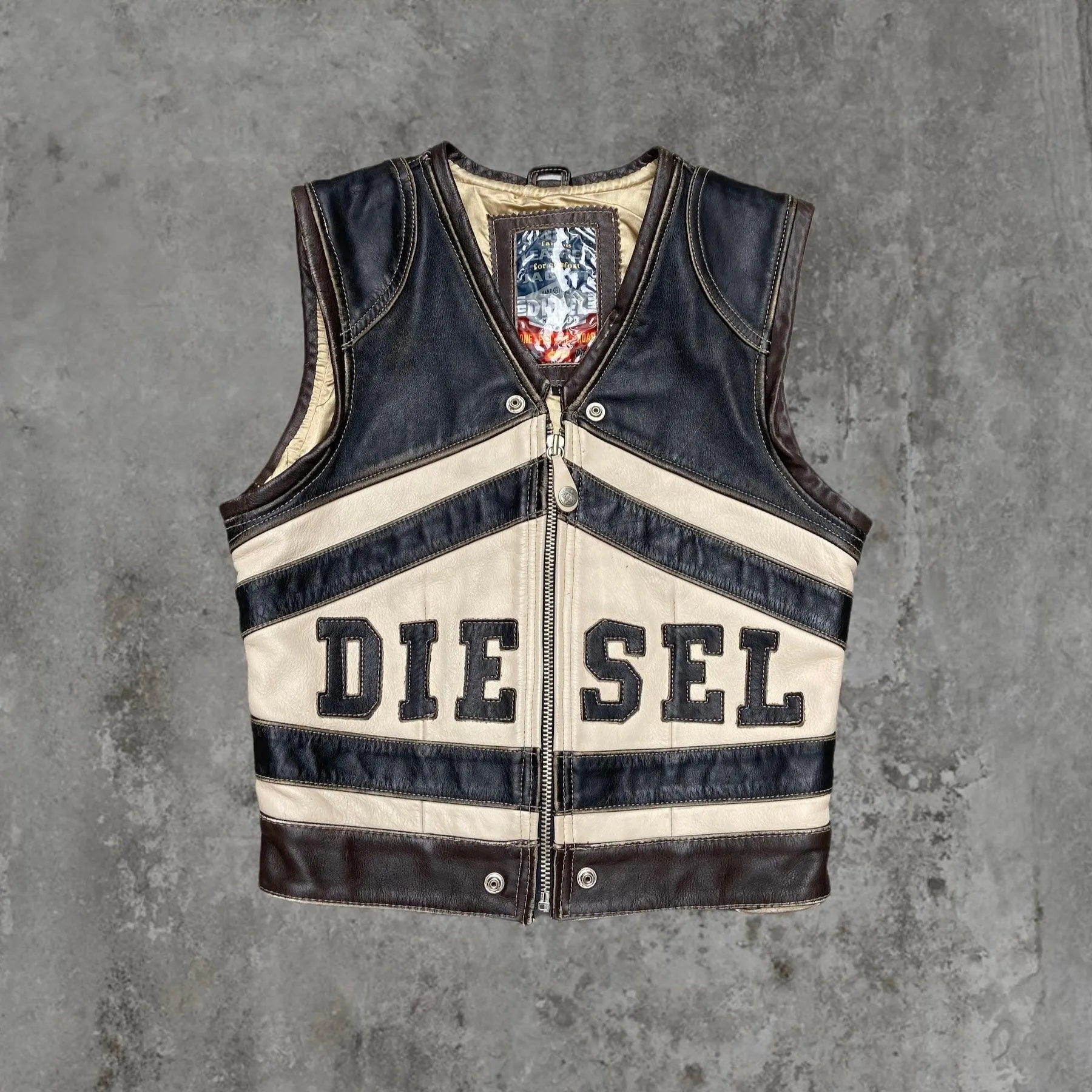 DIESEL LEATHER WAISTCOAT VEST JACKET