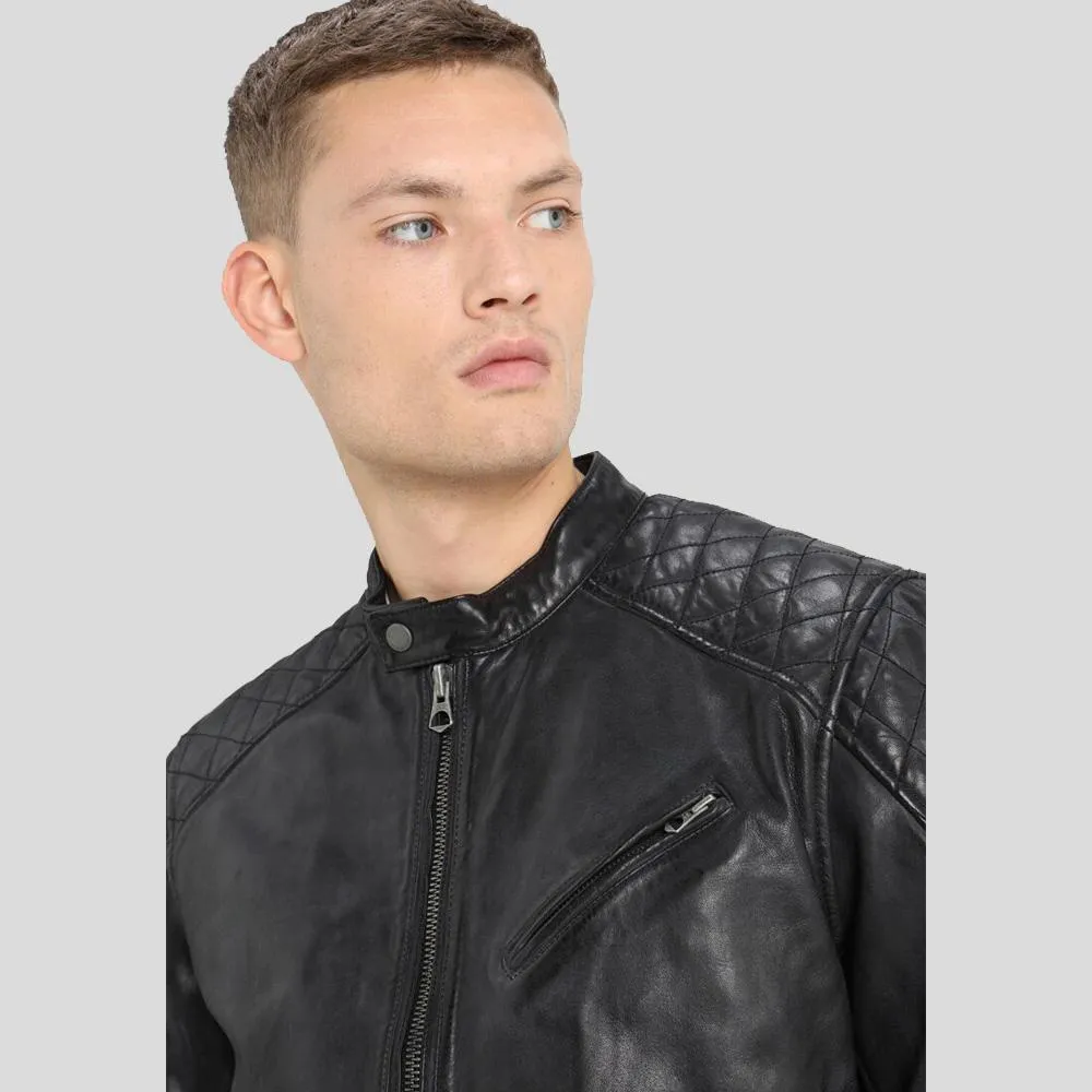 Dion Black Motorcycle Leather Jacket