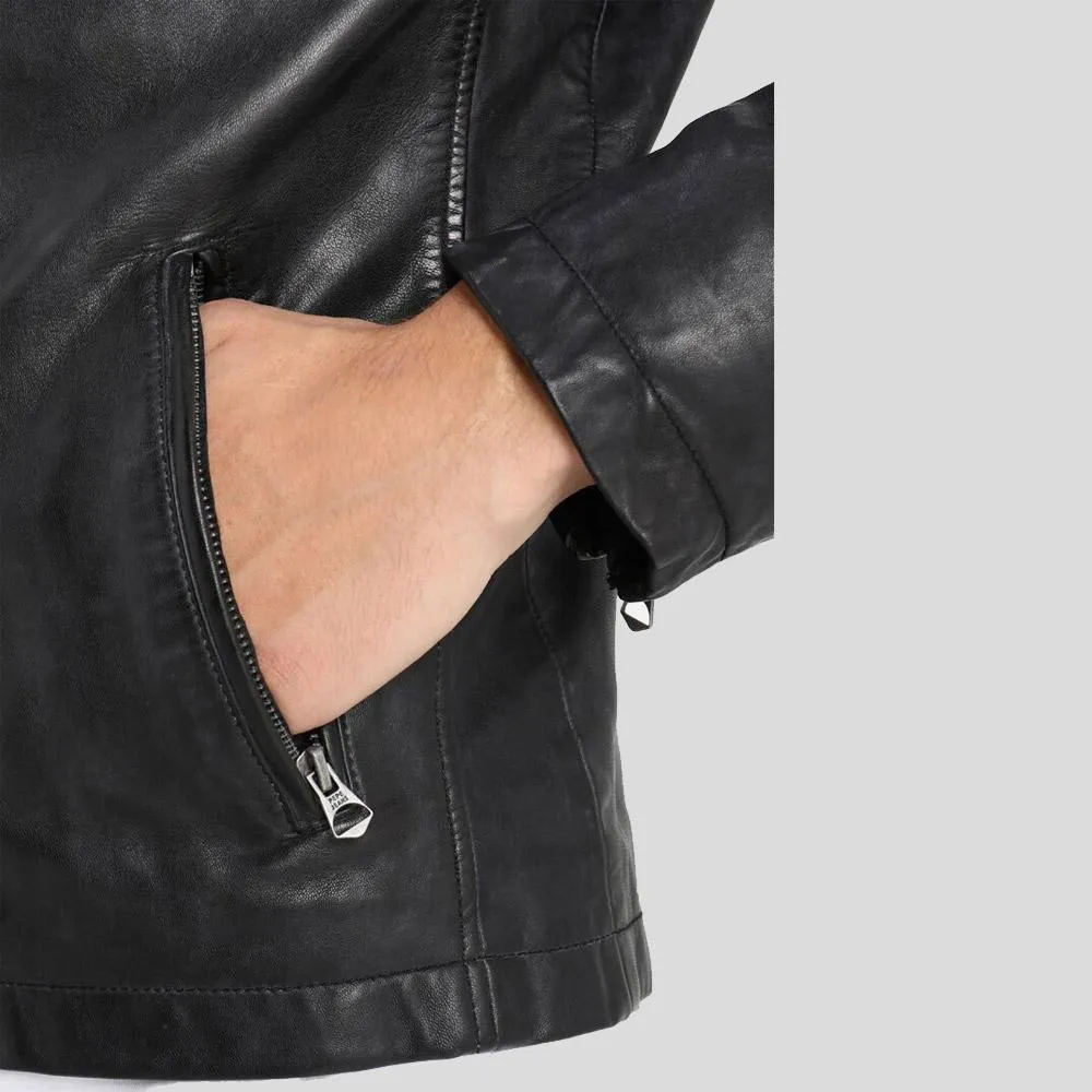 Dion Black Motorcycle Leather Jacket