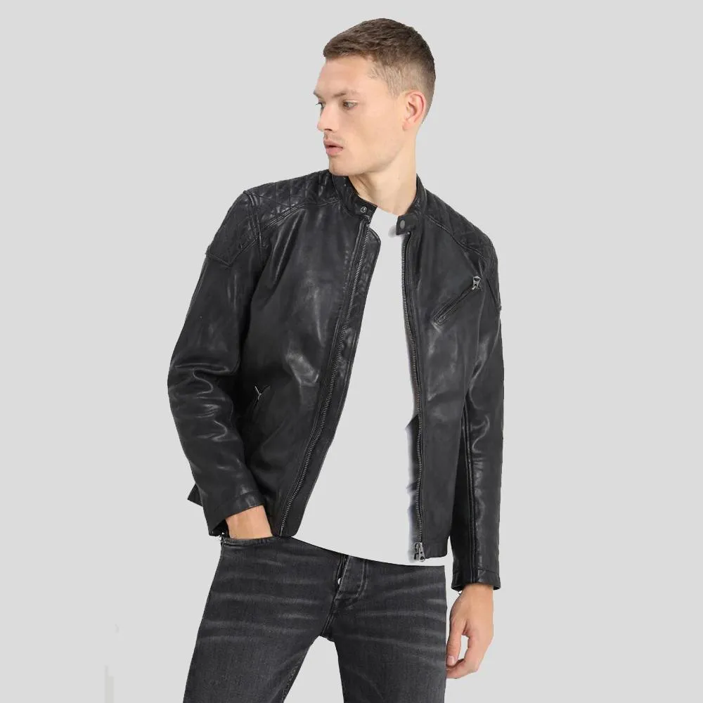 Dion Black Motorcycle Leather Jacket