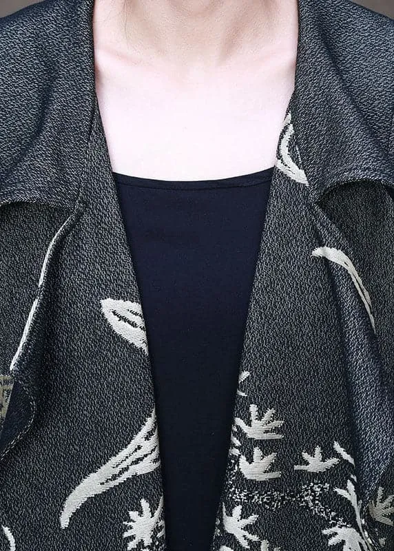 diy Grey Peter Pan Collar Jacquard Winter Coat