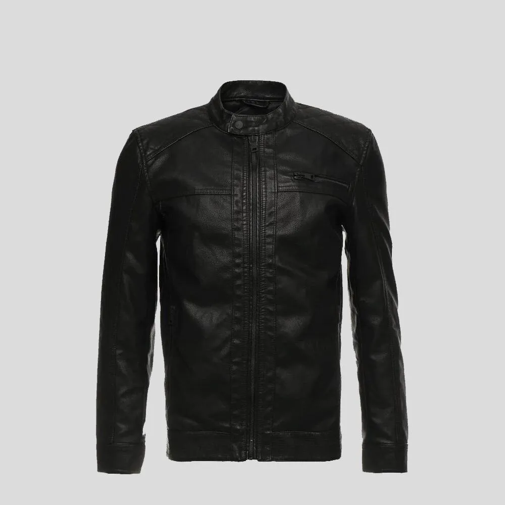 Drew Black Motorcycle Leather Jacket