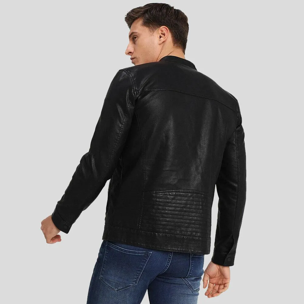 Drew Black Motorcycle Leather Jacket