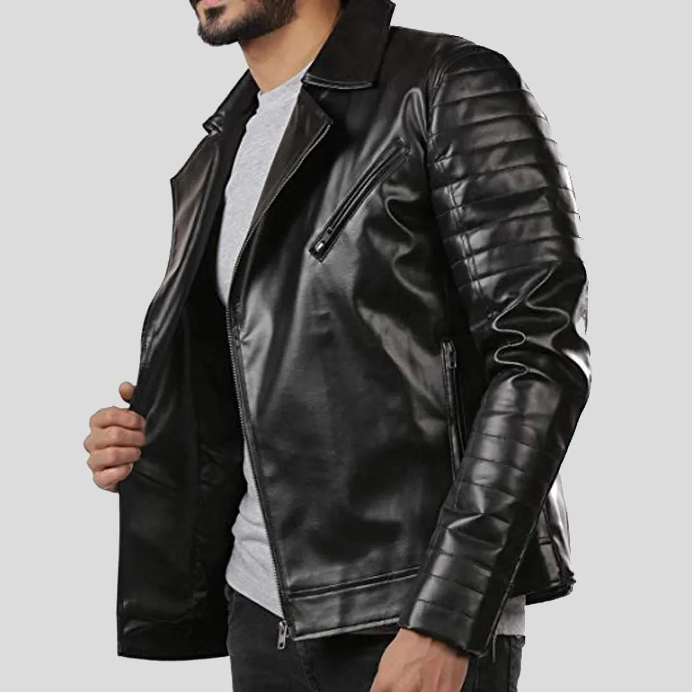 Elex Black Motorcycle Leather Jacket