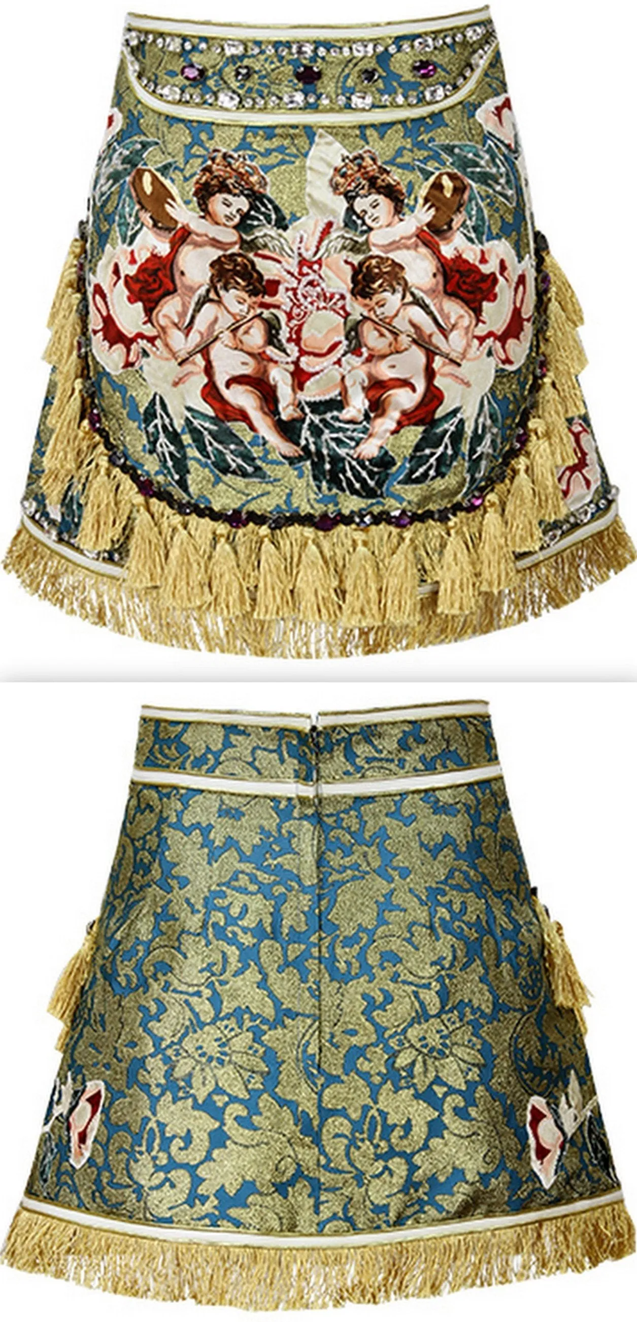 Embellished Fringed Mini Skirt