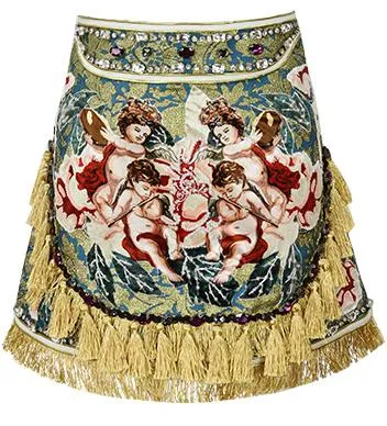 Embellished Fringed Mini Skirt