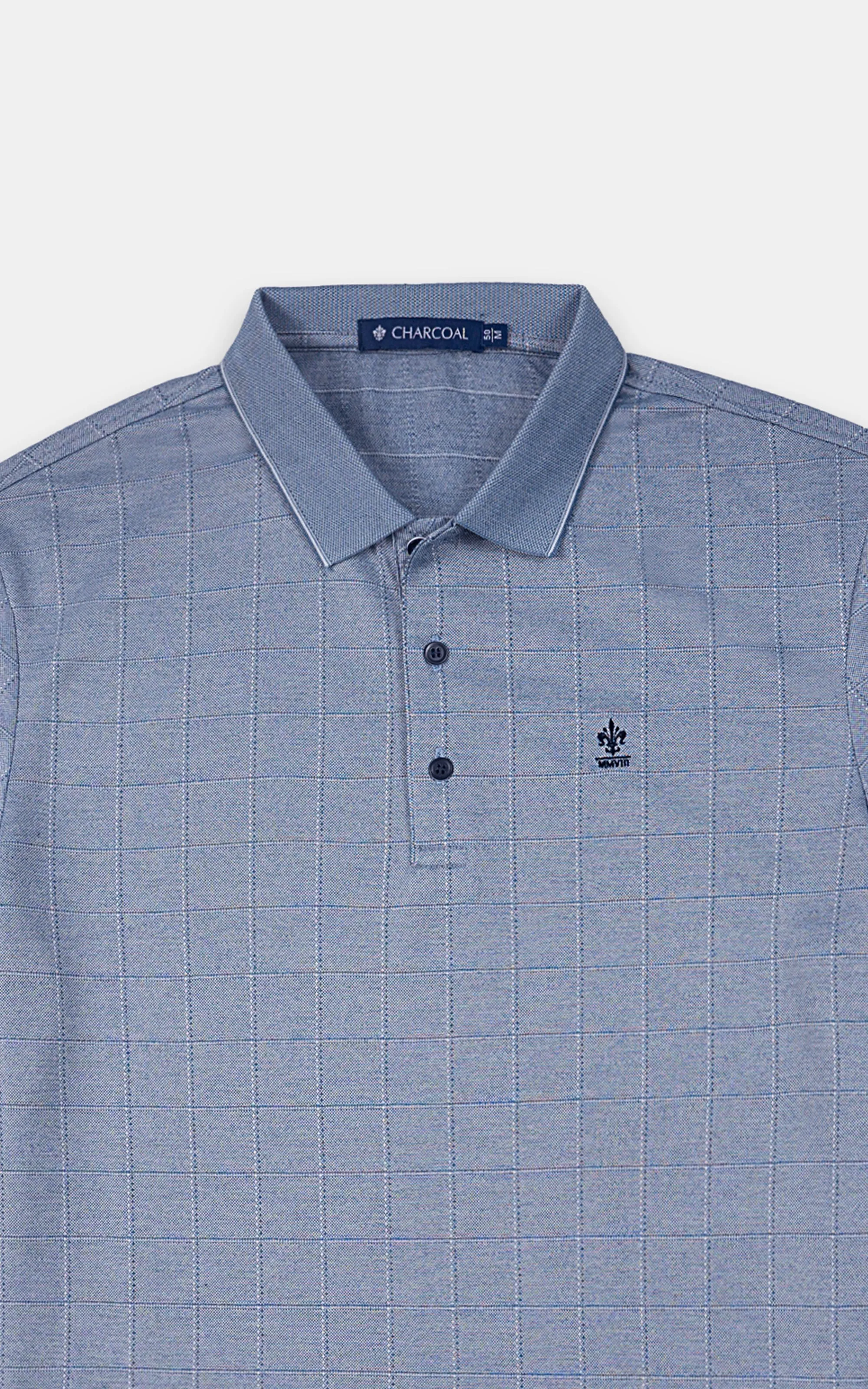 EXECUTIVE POLO JACQUARD COLLAR BLUE