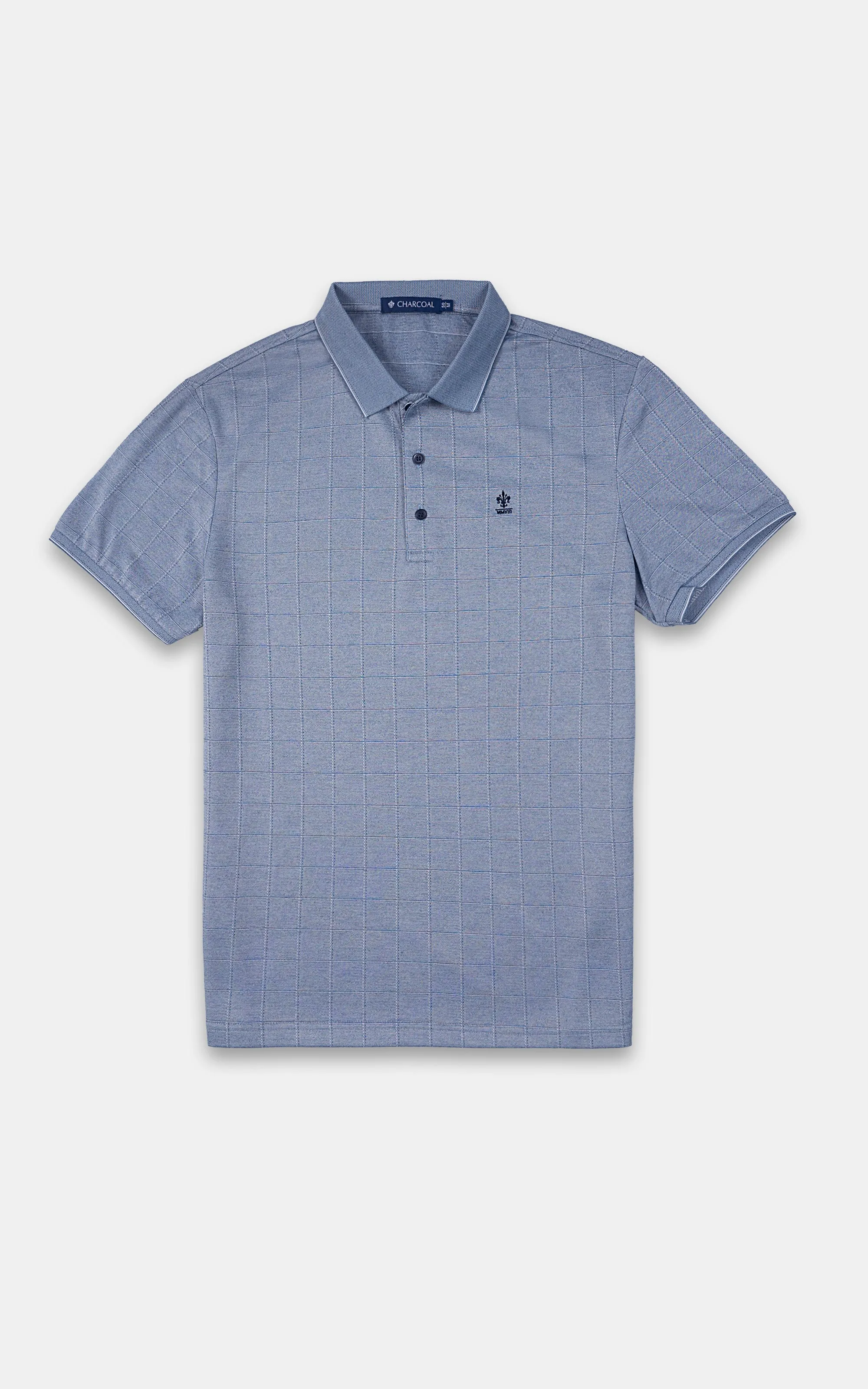 EXECUTIVE POLO JACQUARD COLLAR BLUE