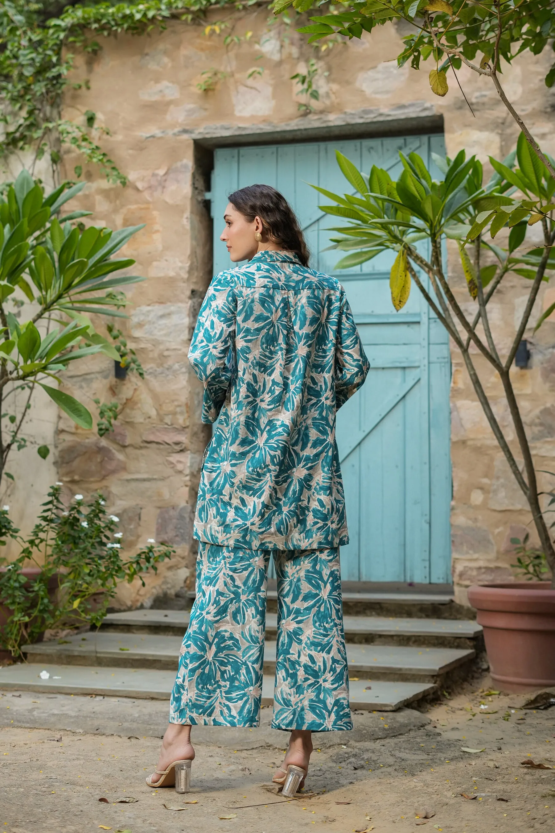 Floral Filigree Cotton Palazzo Loungewear Set