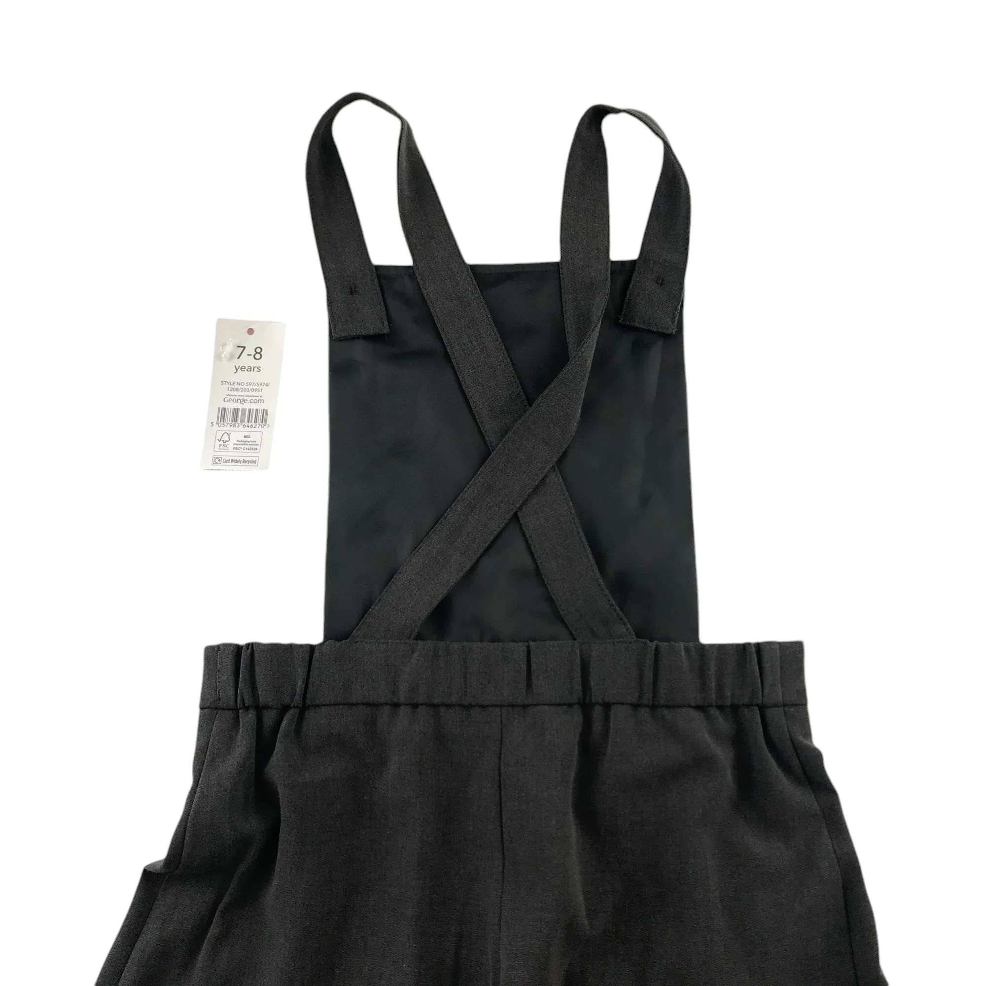 George school dungaree 7-8 years grey short leg pinafore style