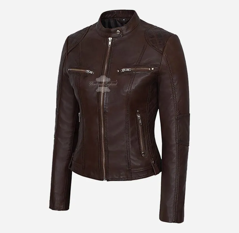 GIANNA Women Leather Biker Jacket Casual Fashion Jacket