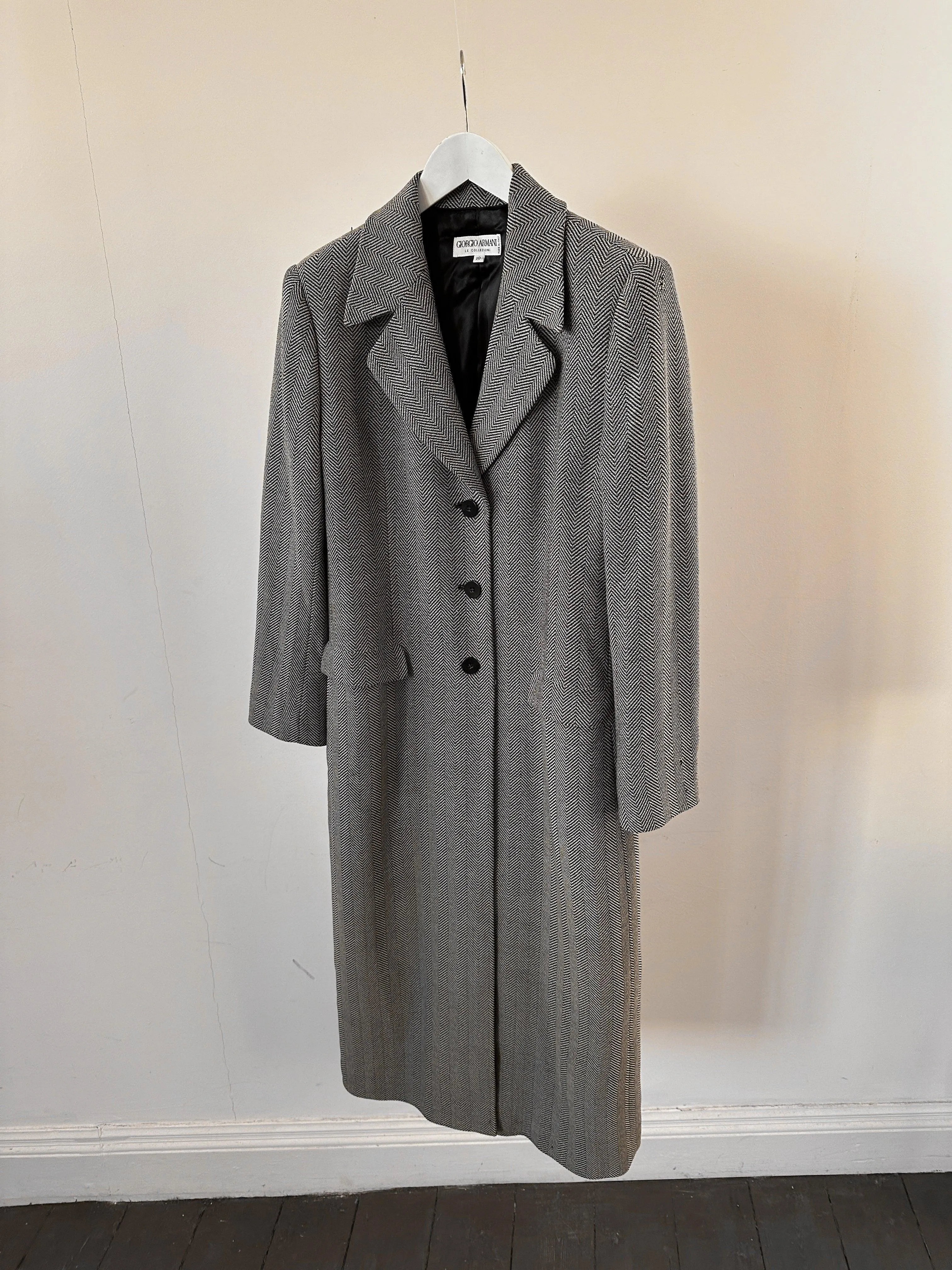 Giorgio Armani Virgin Wool Herringbone Coat - M