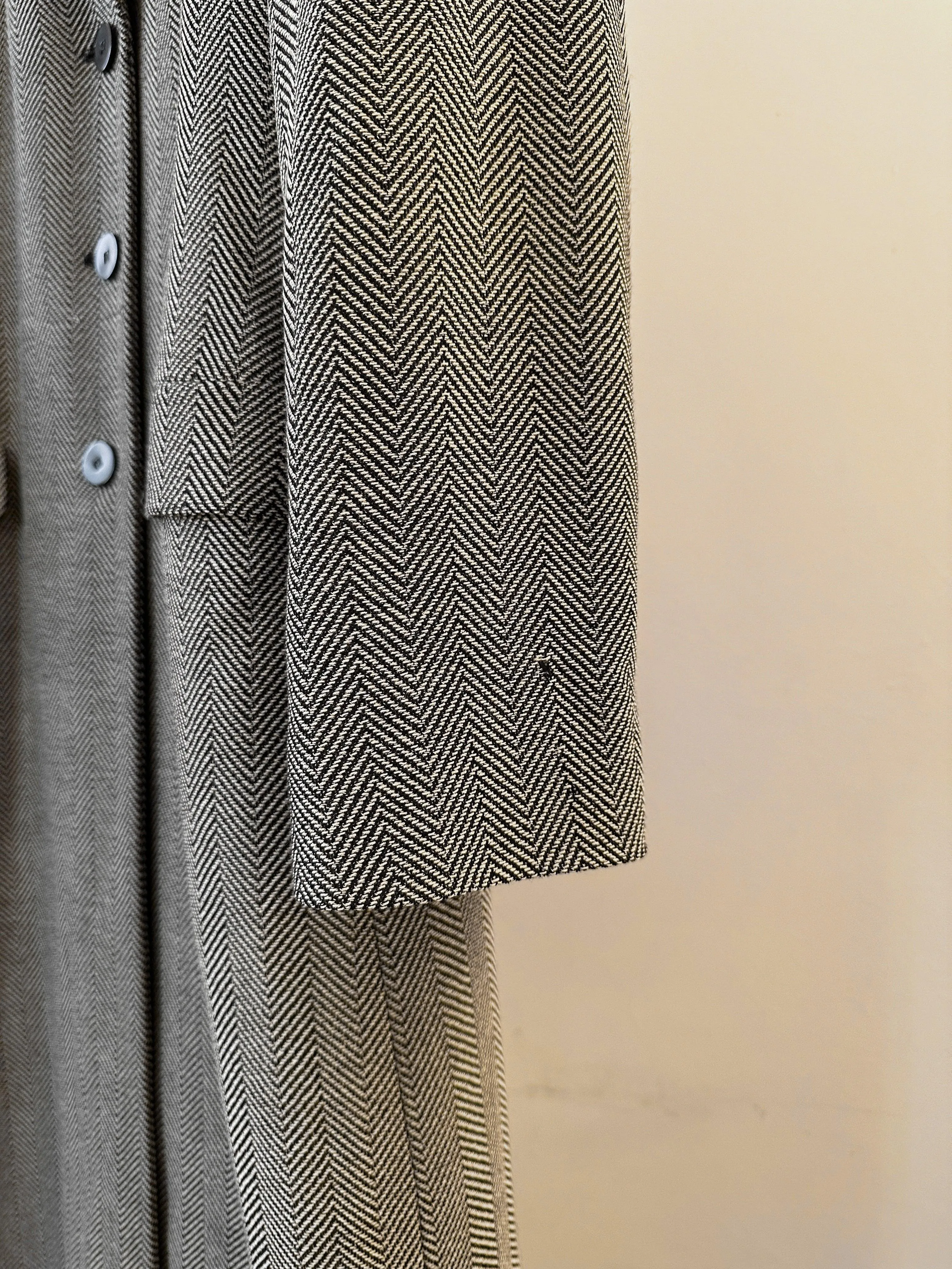 Giorgio Armani Virgin Wool Herringbone Coat - M