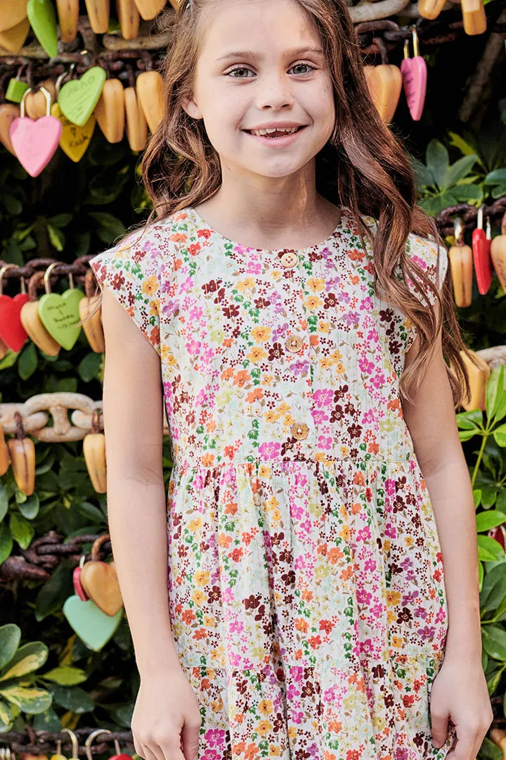 Girls Dress Pink Chicken Rue Floral