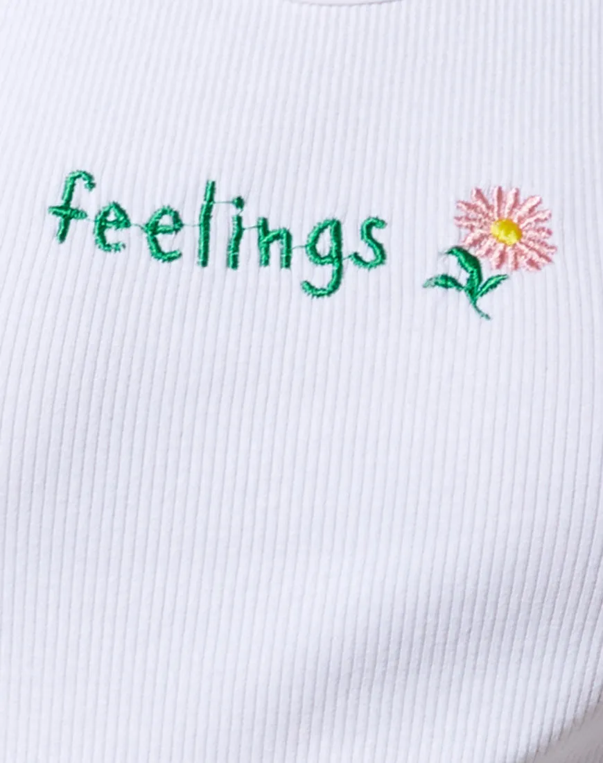 Givas Crop Top in White 'Feelings' Embro