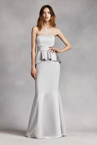 Grey Ruffle Evening Gown