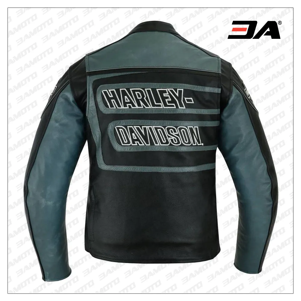 Harley Davidson Men's Marker Black & Gray Leather Jacket