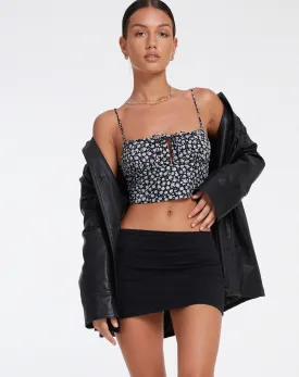 Hema Crop Top in Ditsy Rose Black